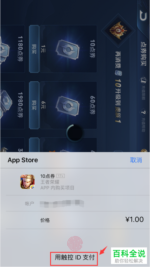 如何在iphone苹果手机中使用微信支付王者荣耀点券？