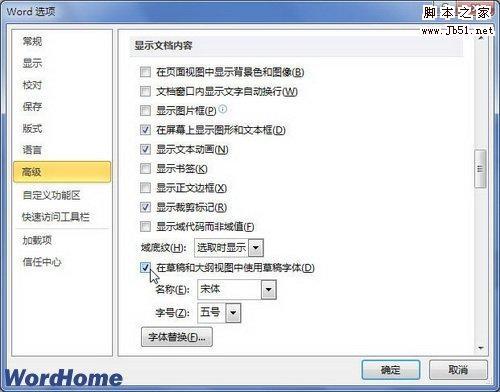 如何在Word2010草稿和大纲视图中使用草稿字体