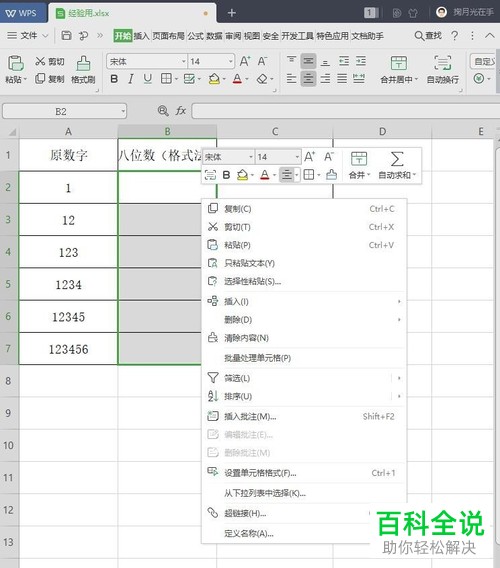 如何在wps中将不同位数快速统一呈现为要求的八位数？