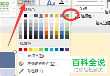 如何在PPT文档中插入表格并按行修改底纹颜色