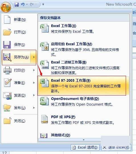 如何在Excel2007中使xlsx文件快速转换为适用于Excel2003的xls文件?