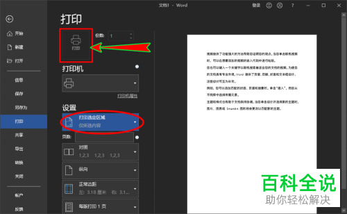 如何只打印word文档中选中的内容