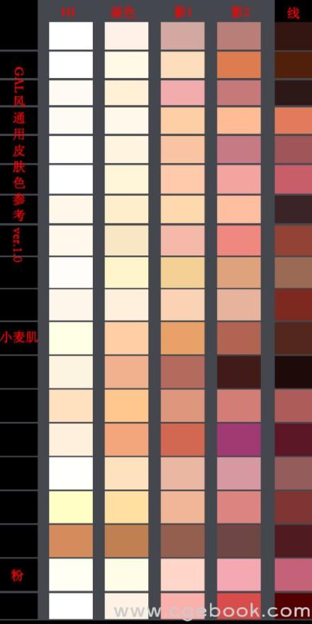 日系插画漫画上色配色表