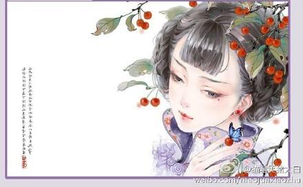 SAI中国风古风线稿上色水彩人物教程