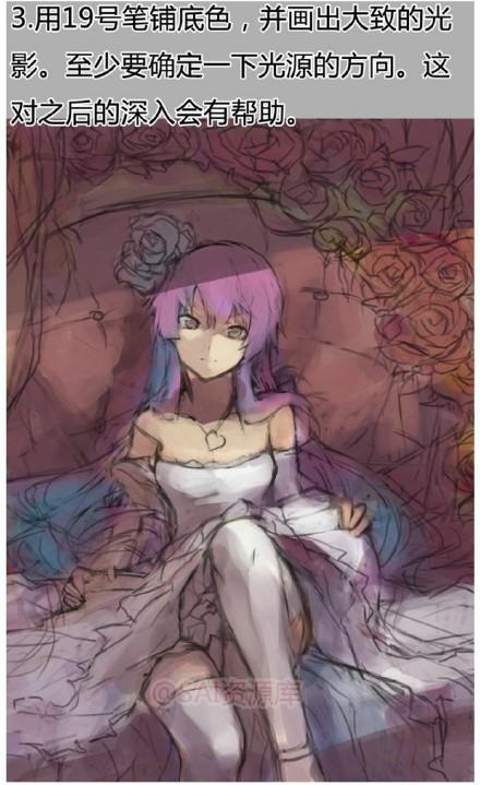 SAI动漫人物线稿构图到上色涂厚的思路及方法