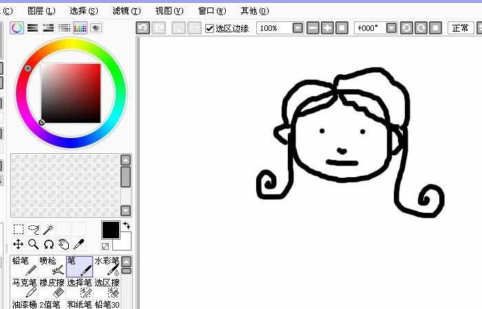 Sai怎么使用画笔工具画一个简笔画小女孩?
