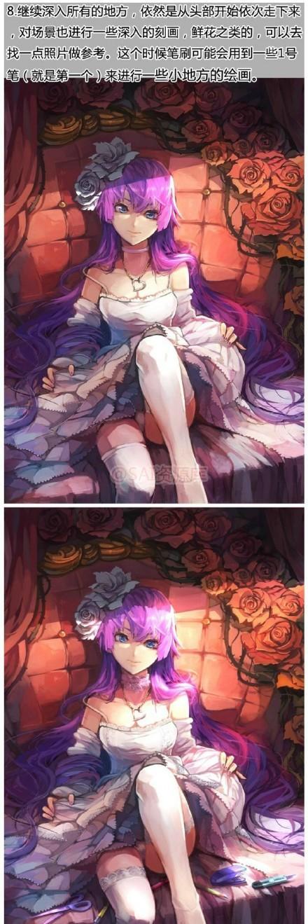 SAI动漫人物线稿构图到上色涂厚的思路及方法