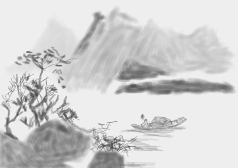 sai怎么绘制山水画? sai画水墨画的方法