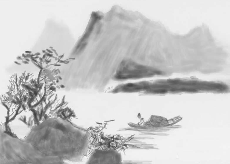 sai怎么绘制山水画? sai画水墨画的方法