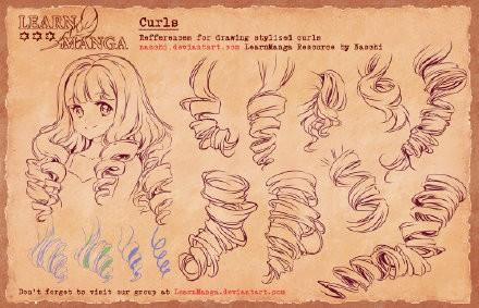 SAI不同类型的动漫编发辫子.卷发画法