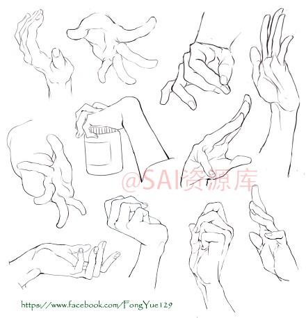 SAI 动漫多角度的手部动态