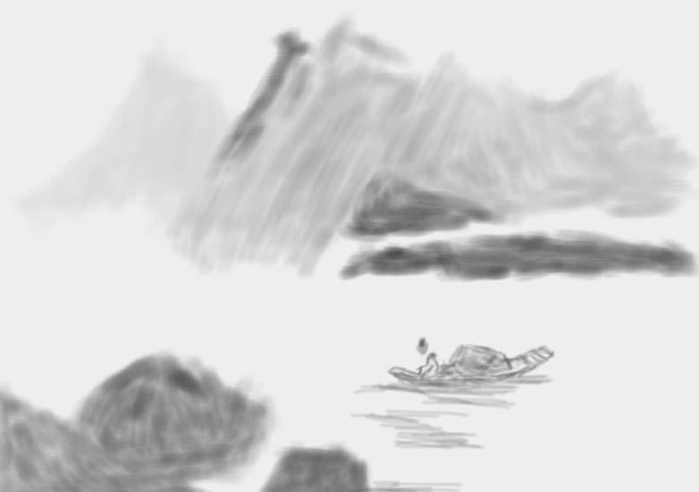 sai怎么绘制山水画? sai画水墨画的方法