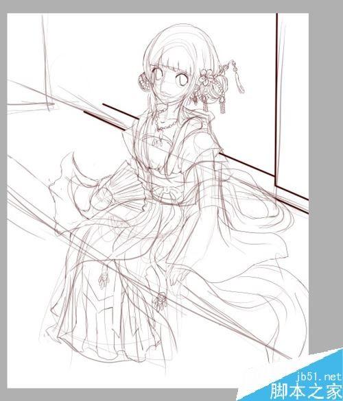 SAI怎么画古装?SAI古装绘制上色详细教程