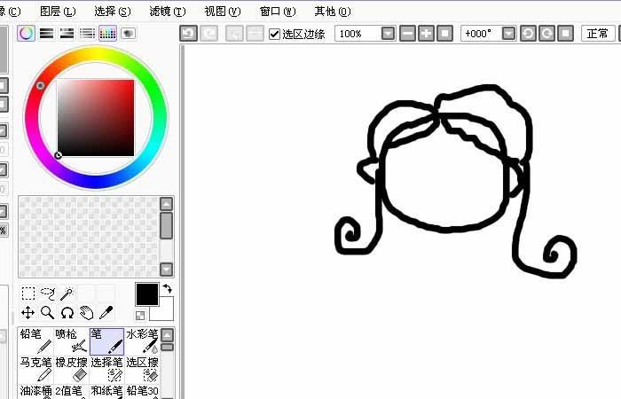 Sai怎么使用画笔工具画一个简笔画小女孩?