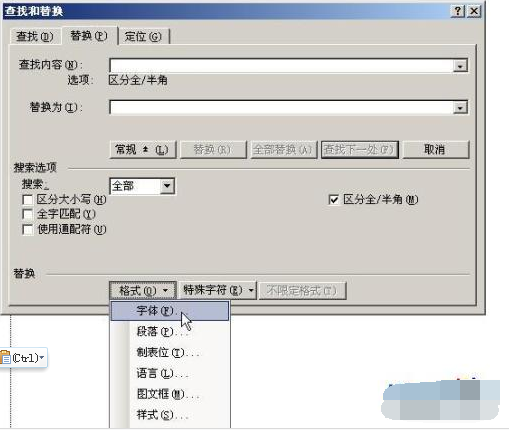 删除Word2003中相同字体(颜色.格式)的文字