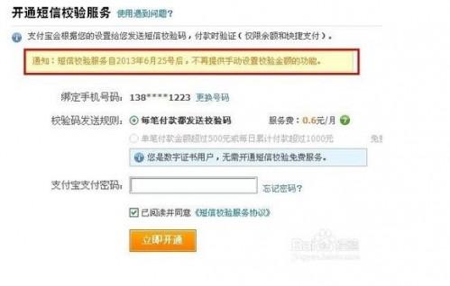 手机支付宝如何开通支付验证码