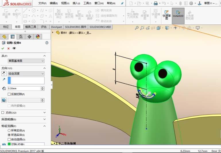 solidworks2017怎么绘制蜻蜓铅笔模型?