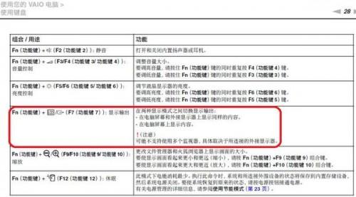 sony笔记本切换投影快捷键是什么