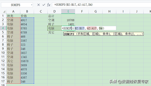 SUM函数的使用方法（函数sumif的使用方法）
