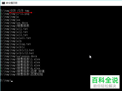 使用dir命令获取文件列表的方法