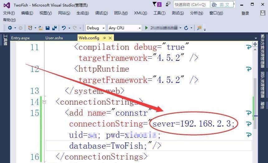 VisualStudio数据库怎么与说网站连接?