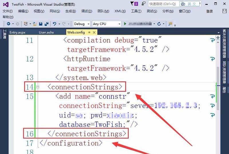 VisualStudio数据库怎么与说网站连接?