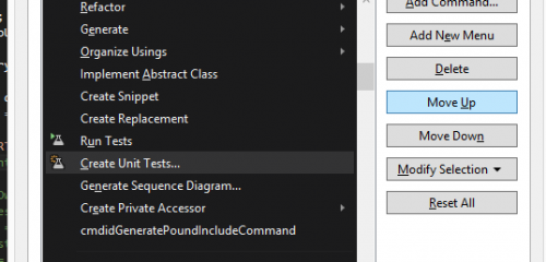 VS2012开启右键菜单创建单元测试选项(Create Unit Tests) 的方法