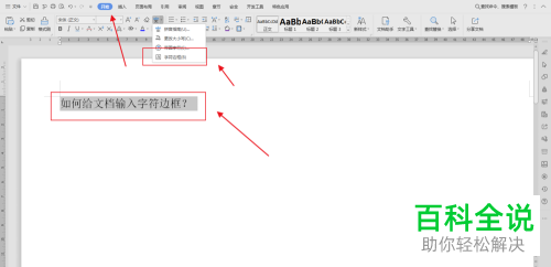 文档的字符边框怎样输入？