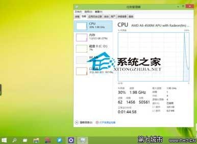 Win10任务管理器性能小窗口模式查看性能信息教程