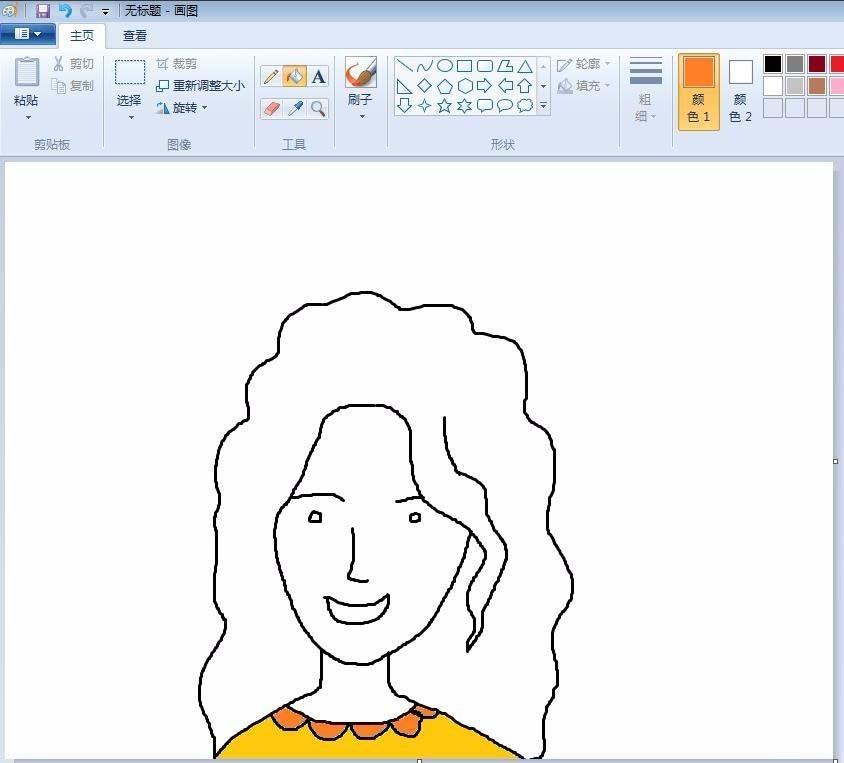 windows画图工具怎么画女孩头像?