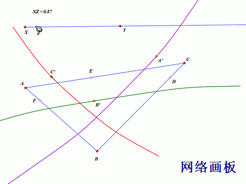 网络画板怎么制作出轨迹曲线的交点?