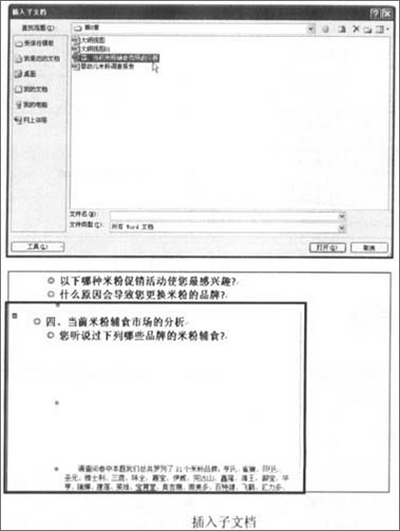 word 2007中如何插入一个子文档