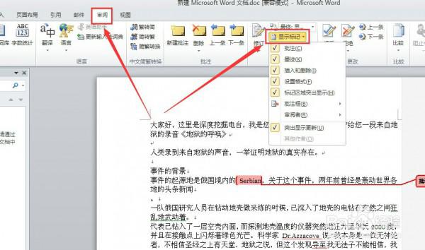 word2010中如何设置批注显示为\