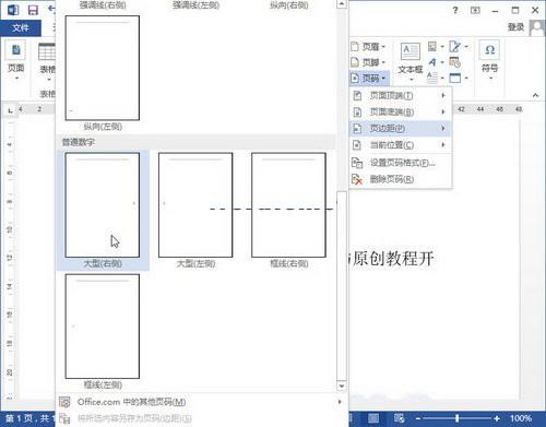 word2013插入纵向中文页码(word2013页码设置)