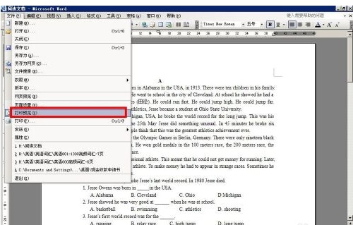 word打印预览快捷键是哪个