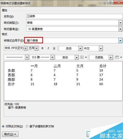word2013如何为表格新建三线表格样式?