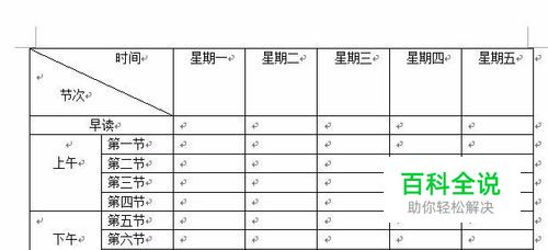 word怎么做表格小学课程表