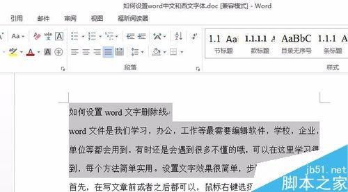 word文档中的文字删除线怎么设置?