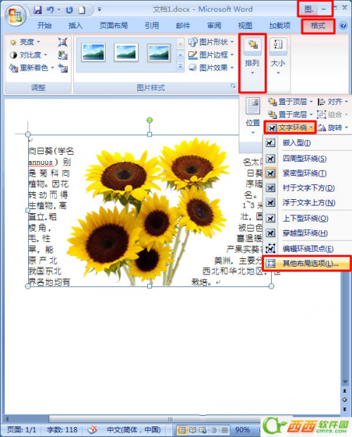 Word2007中如何让文字紧挨图片