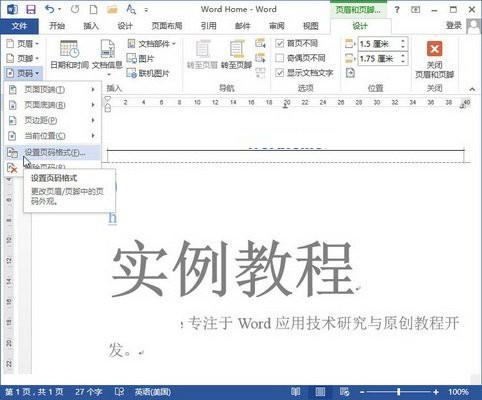 word2013插入纵向中文页码(word2013页码设置)