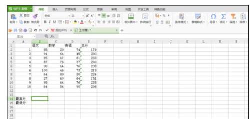 wps表格如何求出总分