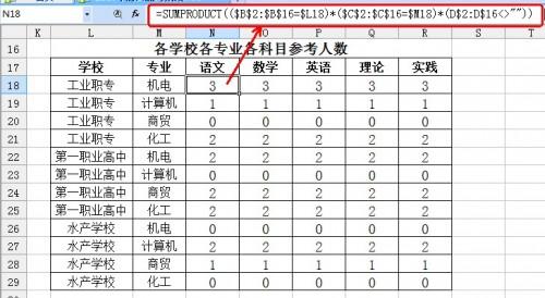 wps表格教程:用ET表格巧妙解决多条件下的成绩统计