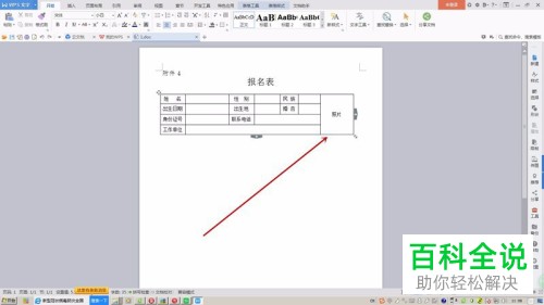 WPS文档中的报名表怎么插入电子照片