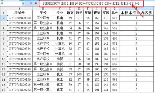 wps表格教程:用ET表格巧妙解决多条件下的成绩统计