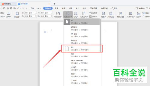 WPS文档中的纸张大小怎么设置