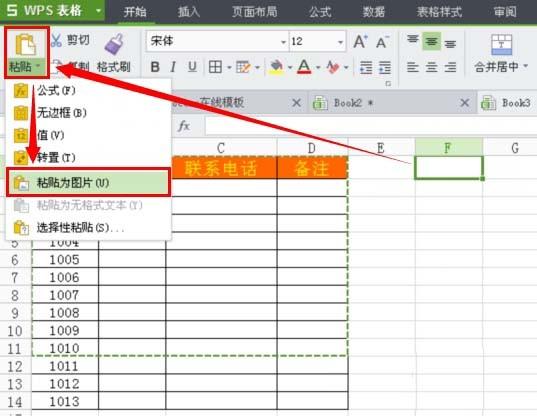 wps表格选定区域怎么生成图片?