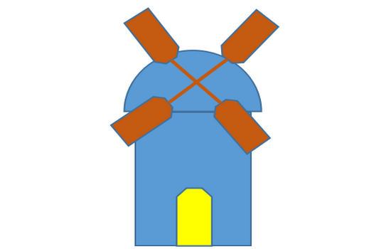 WPS怎么画简笔画效果的风车磨坊?