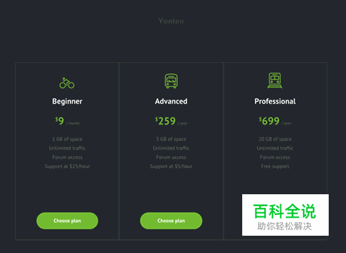 网站布局之价格表单设计灵感