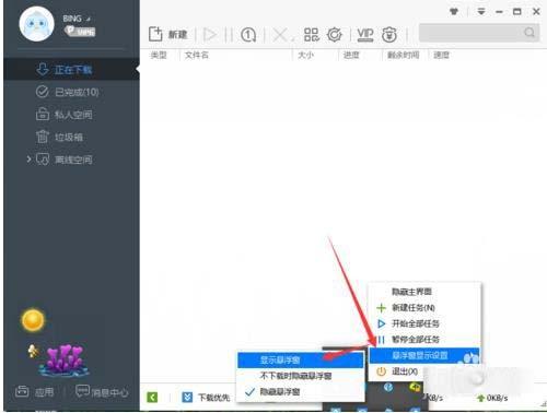 迅雷下载怎么根据需要设置隐藏或显示悬浮窗?