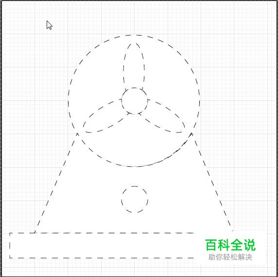 用AI制作一个电风扇的虚线简笔画